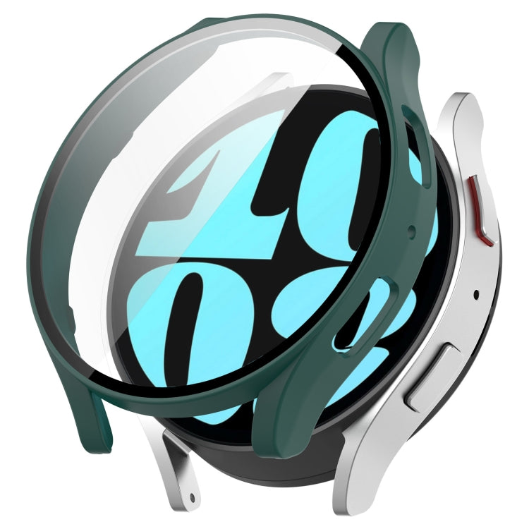 Green protective case with integrated screen film for a round smartwatch