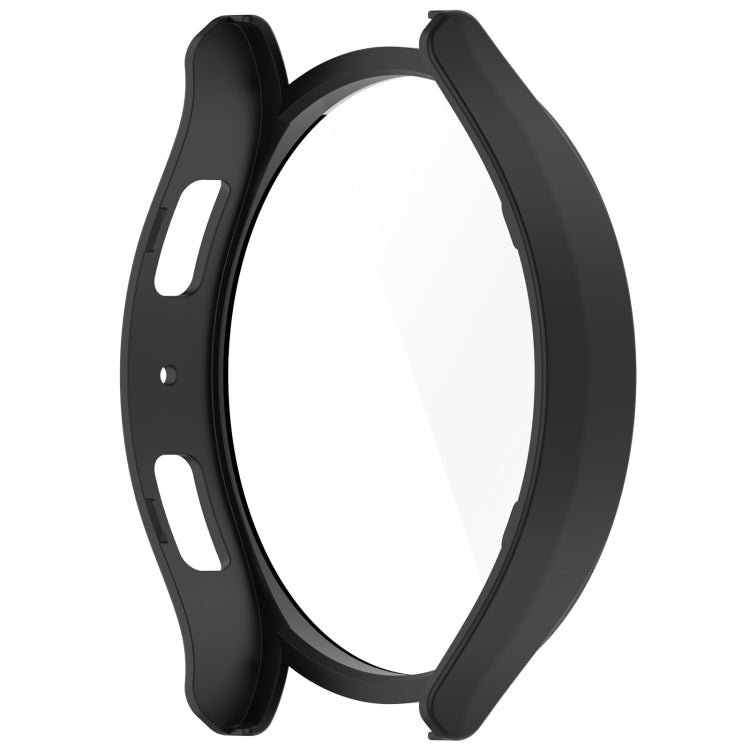 Black protective watch case with open side cutouts and tempered film screen cover