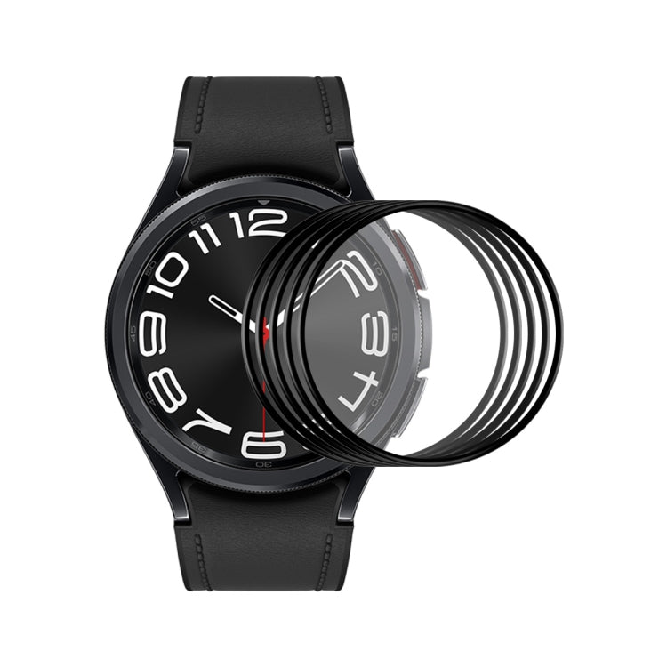 Smartwatch screen film set, curved edge PMMA protectors stacked over watch face