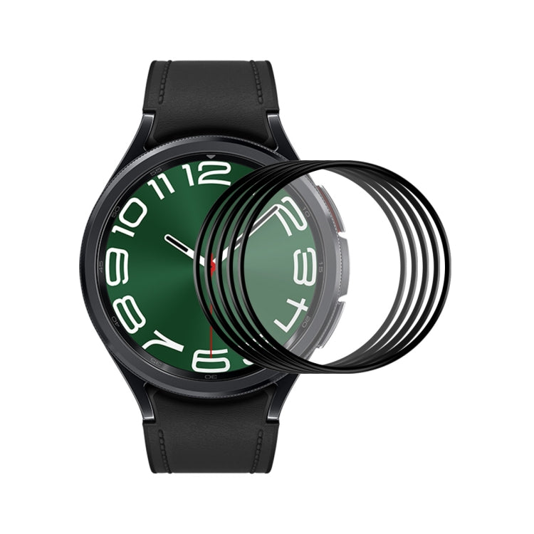 3D screen film set with curved edge protectors, stacked on smartwatch display