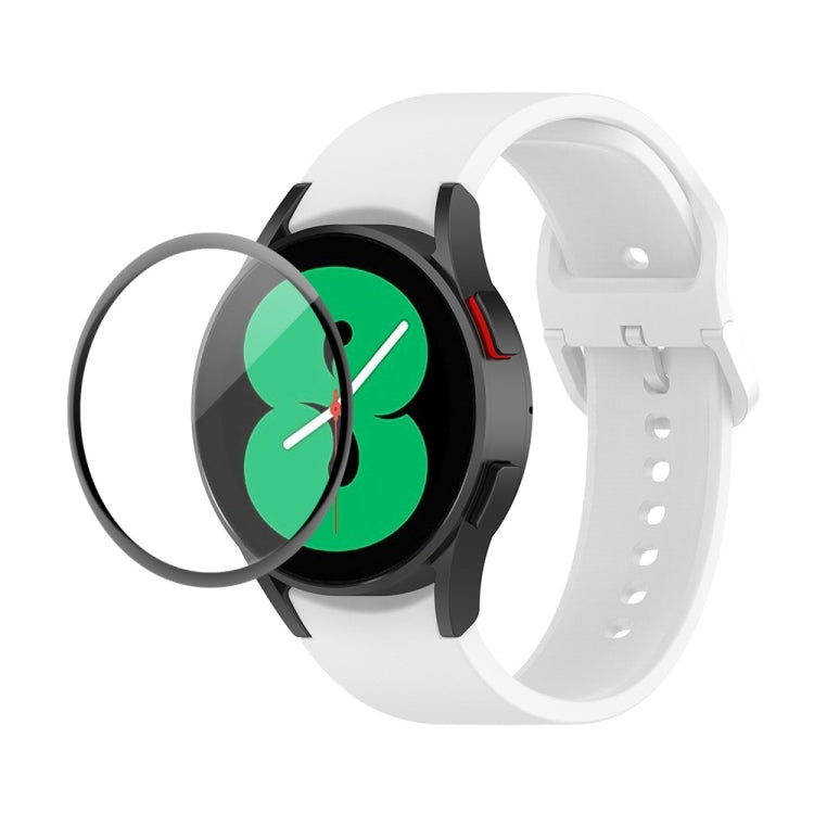 Smartwatch screen protector kit with white silicone adjustable strap and full-coverage PMMA glass