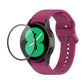 Purple silicone watch strap with full-coverage screen protector for smartwatch
