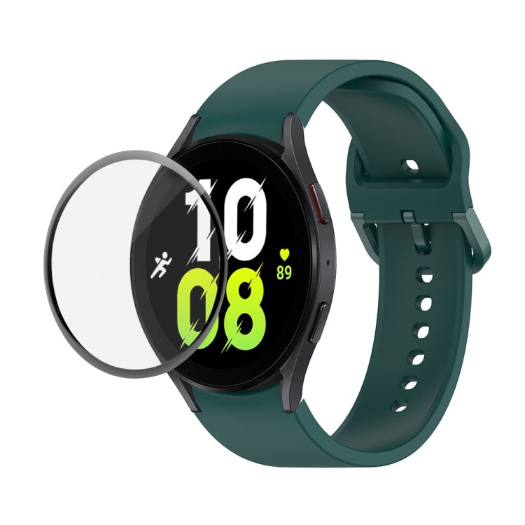 Smartwatch screen protector kit with dark green silicone adjustable strap and full-coverage PMMA glass