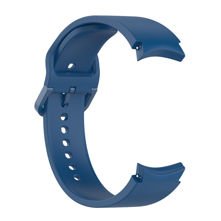 Blue silicone smartwatch strap with buckle and perforated adjustment holes