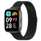 Milan magnetic steel mesh watch band in black, magnetic clasp and fine metal mesh