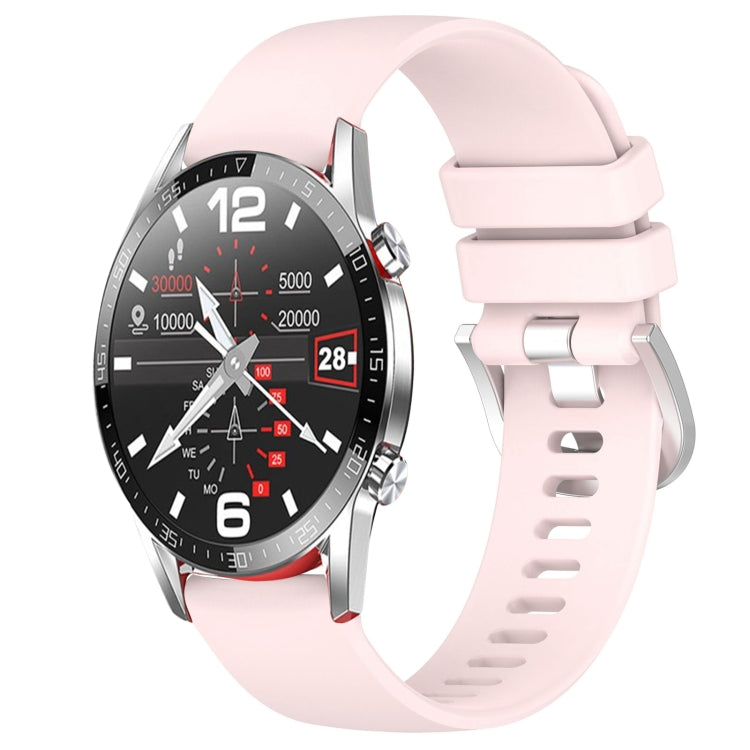 Silicone watch band with silver buckle, pale pink