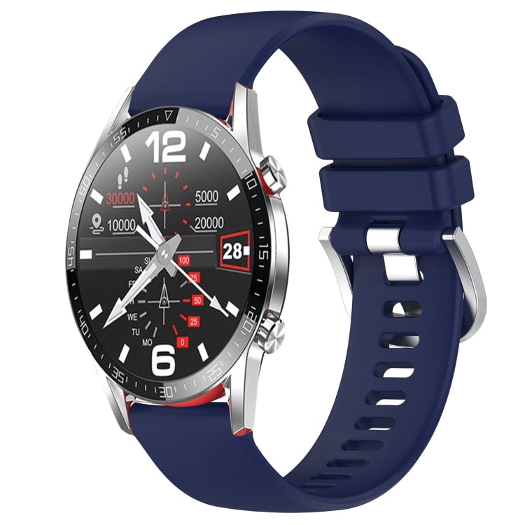 Silicone watch band with silver buckle, navy blue