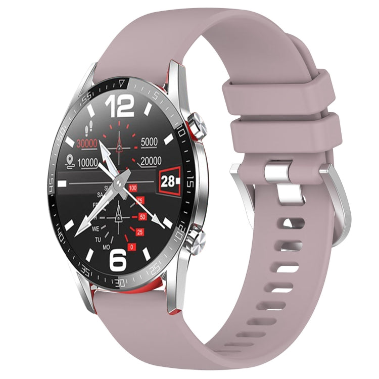 Glossy silicone watch band with buckle, mauve/purple color, for 22mm watch models