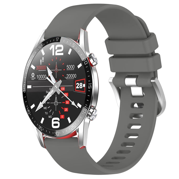 Glossy silicone watch band with buckle, dark gray color, for 22mm watch models