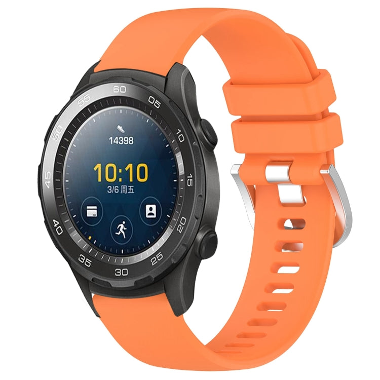 Glossy silicone watch band with buckle, orange color, for 22mm watch models