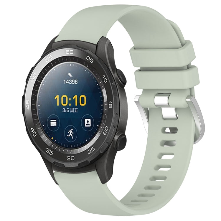 Glossy silicone watch band with buckle, sage/green color, for 20mm watch models