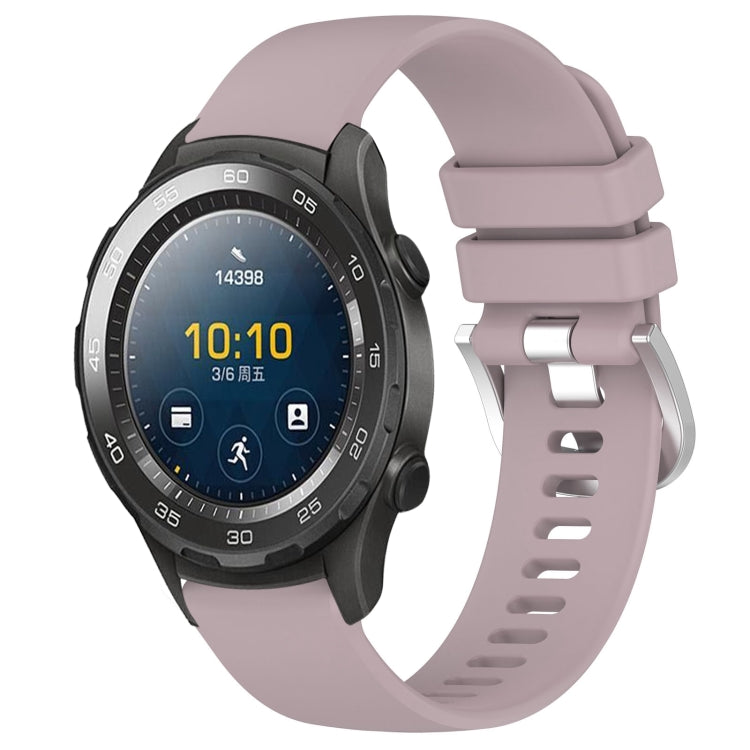 Glossy silicone watch band with buckle, mauve/purple color, for 22mm watch models