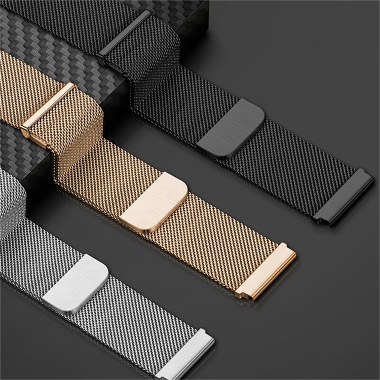 Metal mesh watch bands with magnetic clasp, gold, black, and silver links