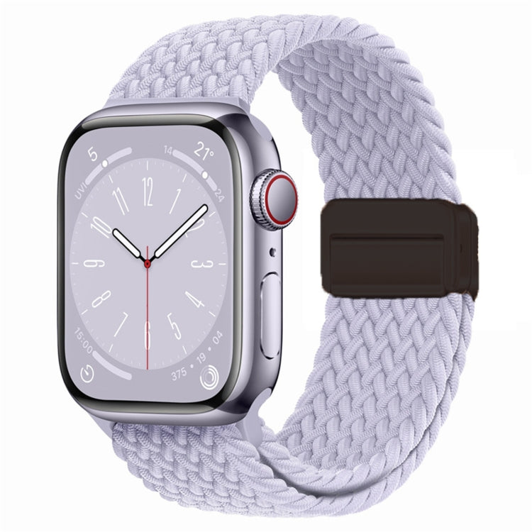 Lavender woven nylon magnetic watch band with fold-over buckle clasp