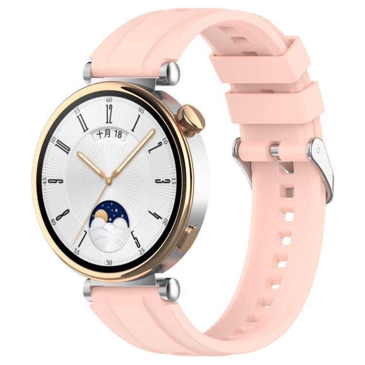 Pink silicone watch band with silver buckle for Huawei Watch GT4