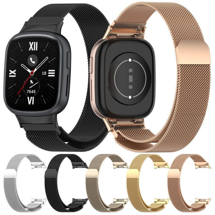 Milan magnetic steel mesh watch band set in silver, black, gold, and rose gold