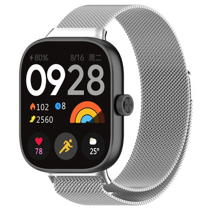 Magnetic steel mesh watch band in silver tone for Redmi Watch 4