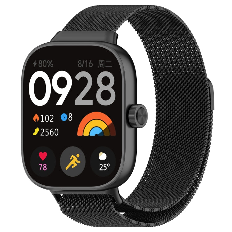Magnetic steel mesh watch band in black for Redmi Watch 4