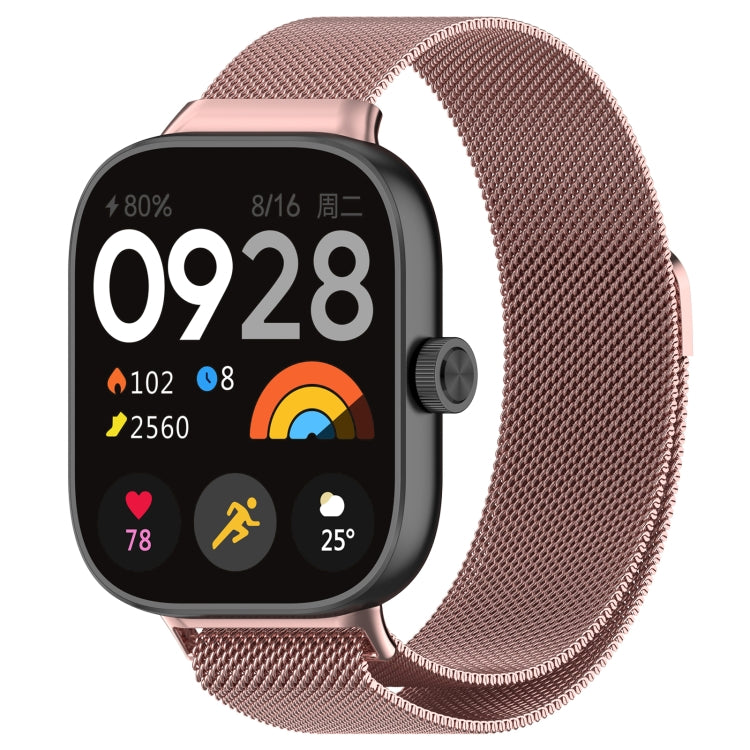 Magnetic steel mesh watch band in rose gold tone for Redmi Watch 4
