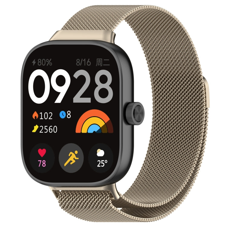 Magnetic steel mesh watch band in gold tone for Redmi Watch 4