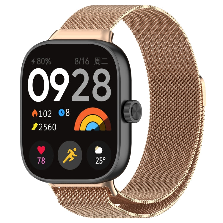 Magnetic steel mesh watch band in rose gold tone for Redmi Watch 4