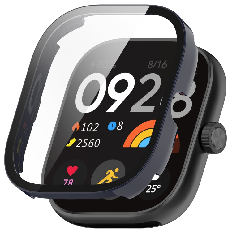 Smartwatch protective case with integrated tempered film, black frame and clear screen cover