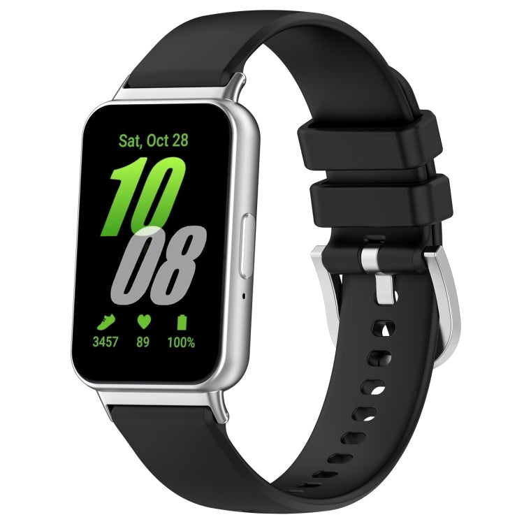 Black glossy silicone watch band with metal connectors and perforation holes