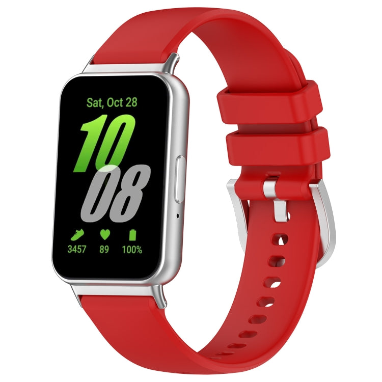 Red glossy silicone watch band with metal connectors and adjustable perforation holes