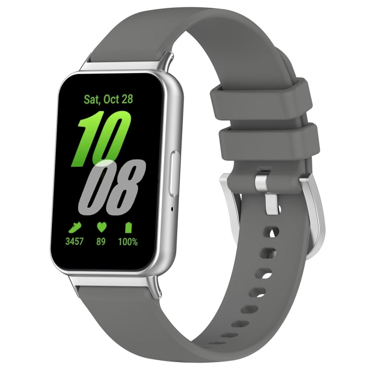 Dark gray glossy silicone watch band with metal connectors and strap holes