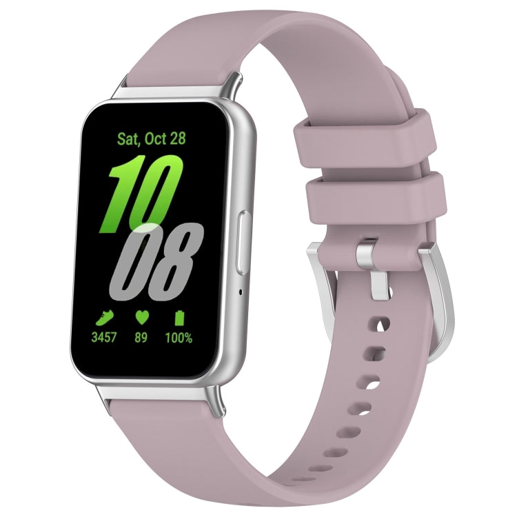 Light purple glossy silicone watch band with metal connectors and perforation holes