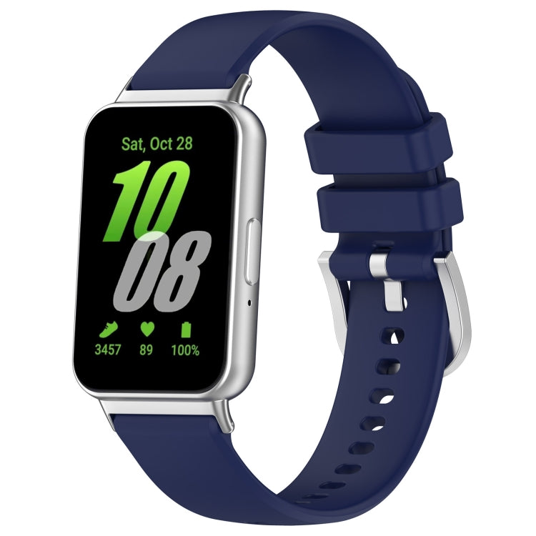 Dark blue glossy silicone watch band with metal connectors and strap perforations