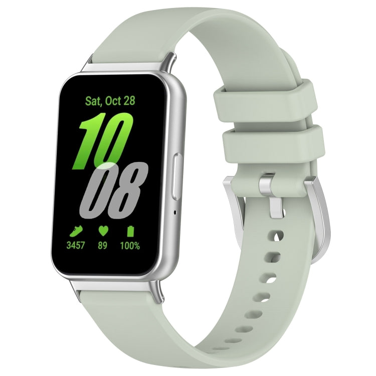 Liquid glossy silicone watch band with metal connector, light green strap