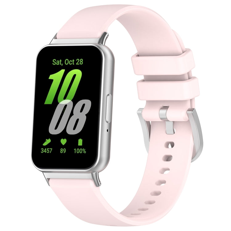 Liquid glossy silicone watch band with metal connector, light pink strap