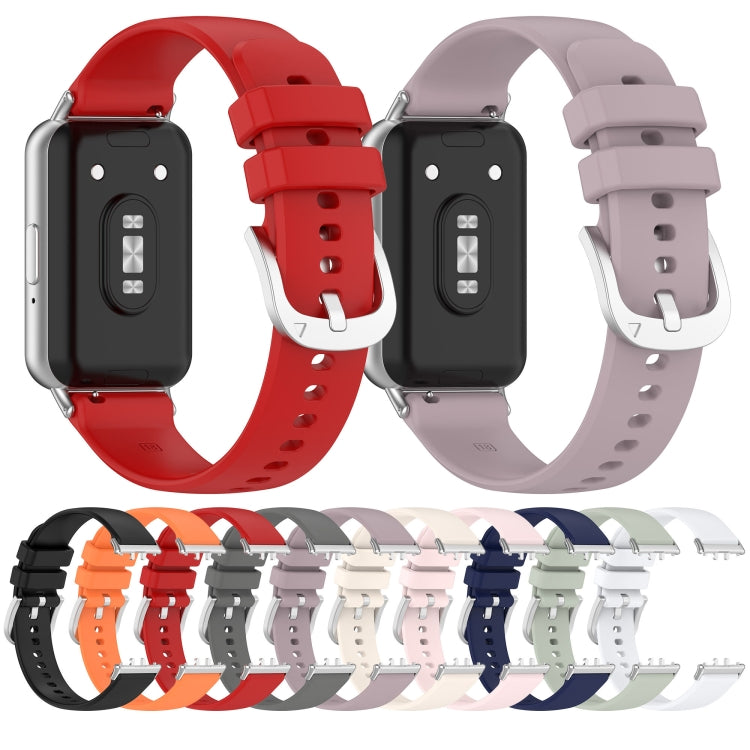 Liquid glossy silicone watch band with metal connector, red and light purple with multiple colors shown