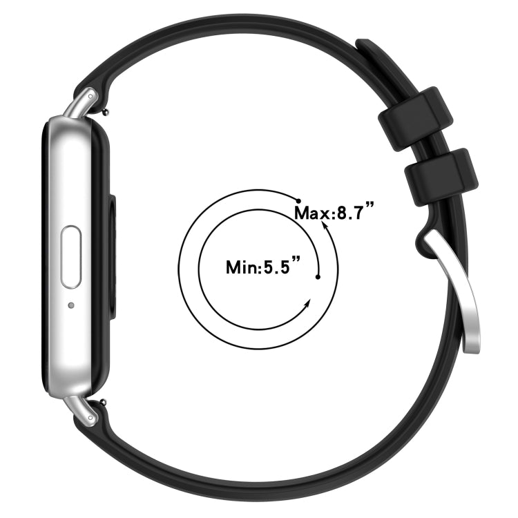 Liquid glossy silicone watch band with metal connector, black strap with quick-release holes
