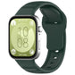 Green silicone sports watch band with textured grip sections, shown attached to a smartwatch.