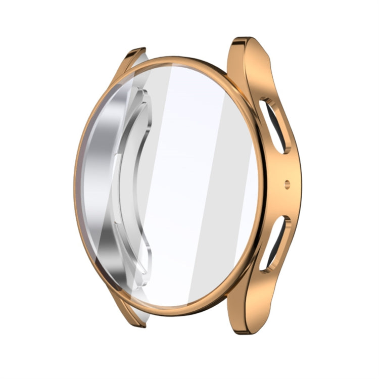 Gold electroplated watch case with a clear full-coverage screen protector