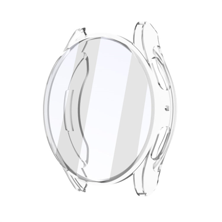 Transparent full-coverage watch case with a clear screen cover and open side button cutouts