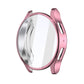 Pink electroplated watch case with a clear screen cover and side button openings