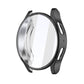 Gray electroplated watch case with a clear screen cover and side button openings