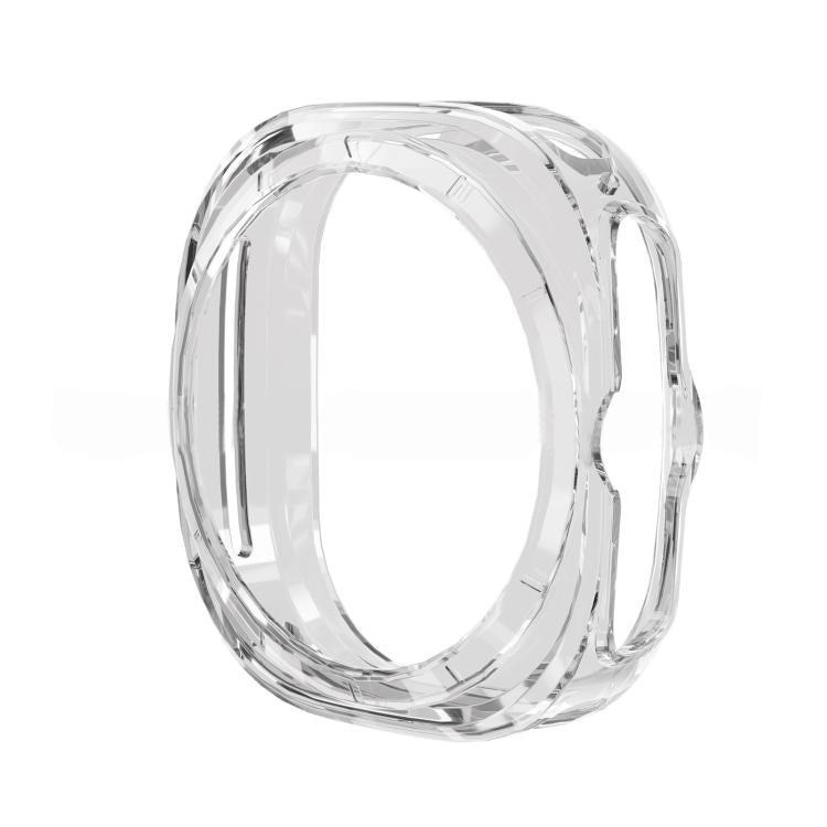 Transparent full-coverage watch protective case with a raised bezel