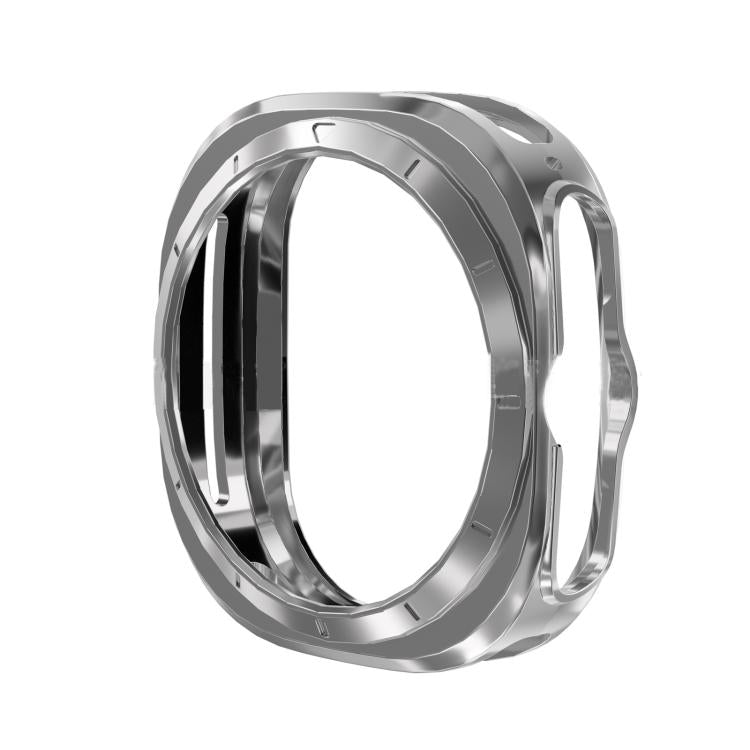 Silver electroplated watch protective case with side button cutouts