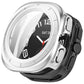 Silver protective watch case with integrated screen protector and covered side buttons