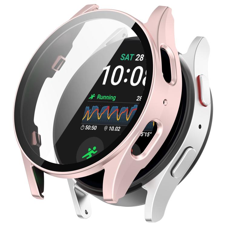 Pink protective watch case with integrated screen protector