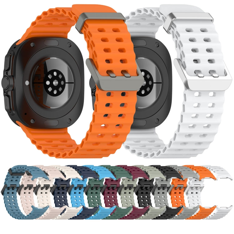 Orange and white perforated silicone watch bands shown from the back, with color options