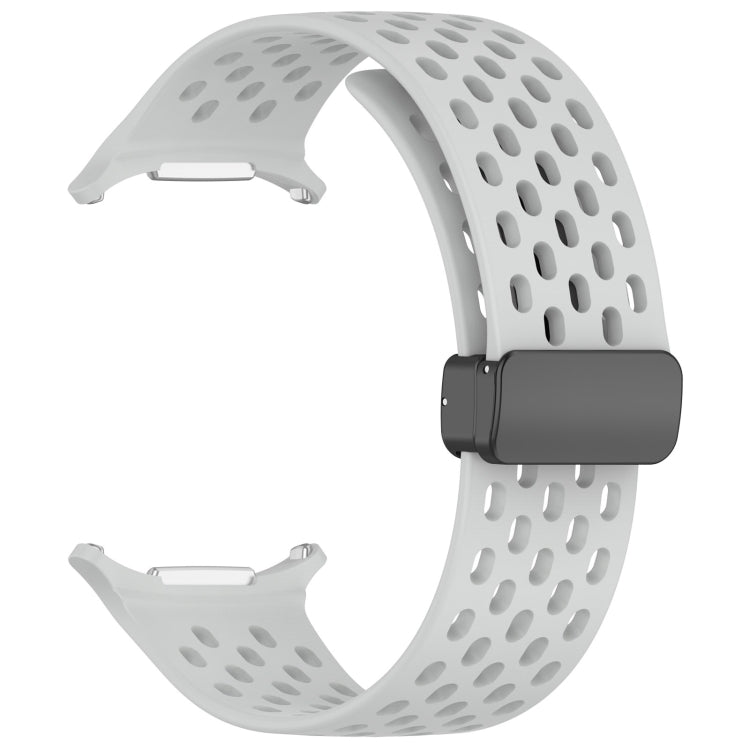 Light gray perforated silicone watch band with magnetic folding buckle