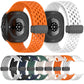 Perforated silicone watch bands in orange and white, with several colors shown below