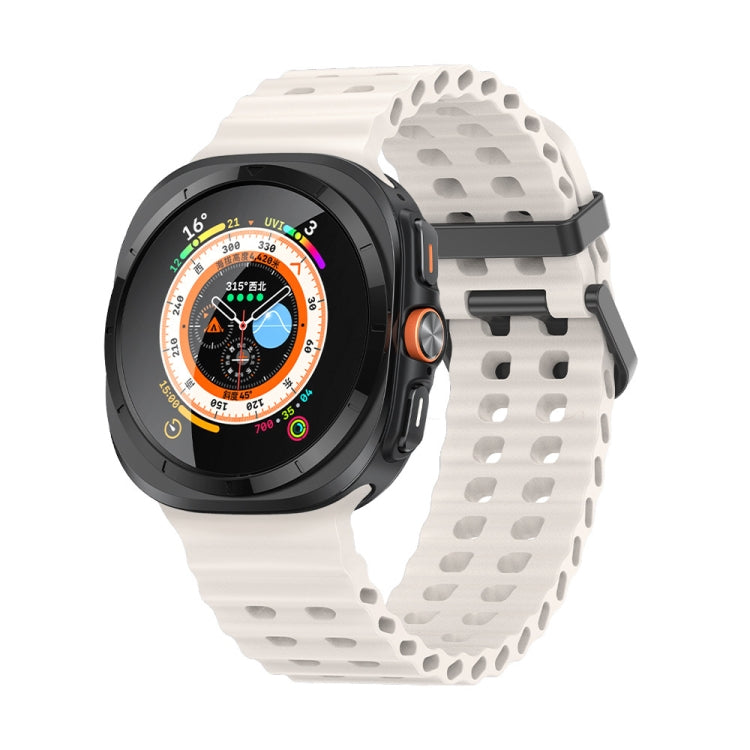 Starlight silicone watch band with dual rows of holes, shown on a smartwatch