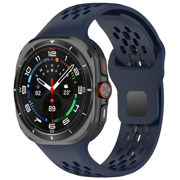 For Galaxy Watch Ultra2 2026 / 2025 / 1 2024 Holes Style Square Buckle Solid Color Silicone Watch Band
