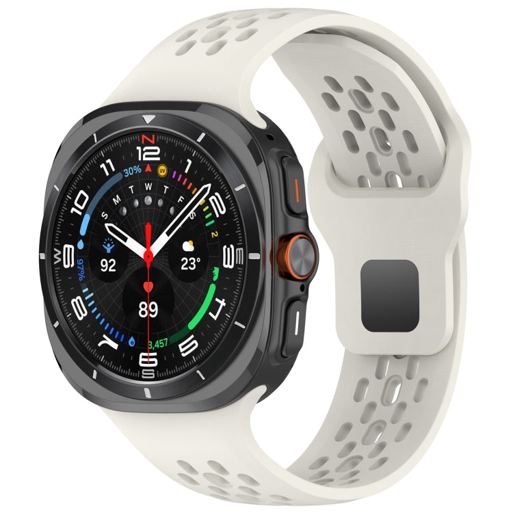 For Galaxy Watch Ultra2 2026 / 2025 / 1 2024 Holes Style Square Buckle Solid Color Silicone Watch Band